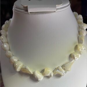 Handmade Necklace Natural Creamy Mother of Pearl Statement Necklace 17 inches